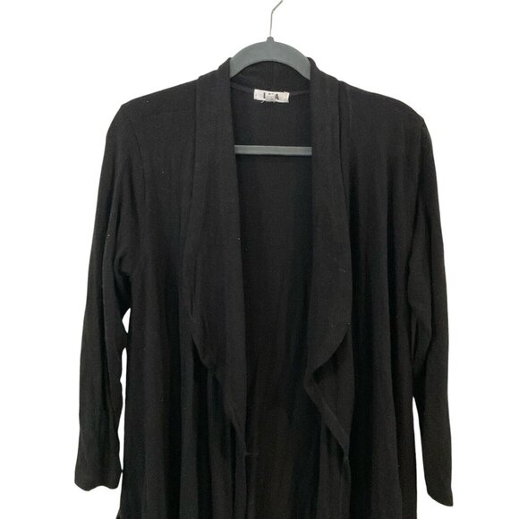Lna Women's Cut Out Sleeve Long Cardigan in Black Size Medium Sweatshirt Casual - Picture 2 of 11